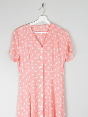 1990s Classic Peach Polka Dot Button Down Midi Dress Unworn 8/10 - The Harlequin