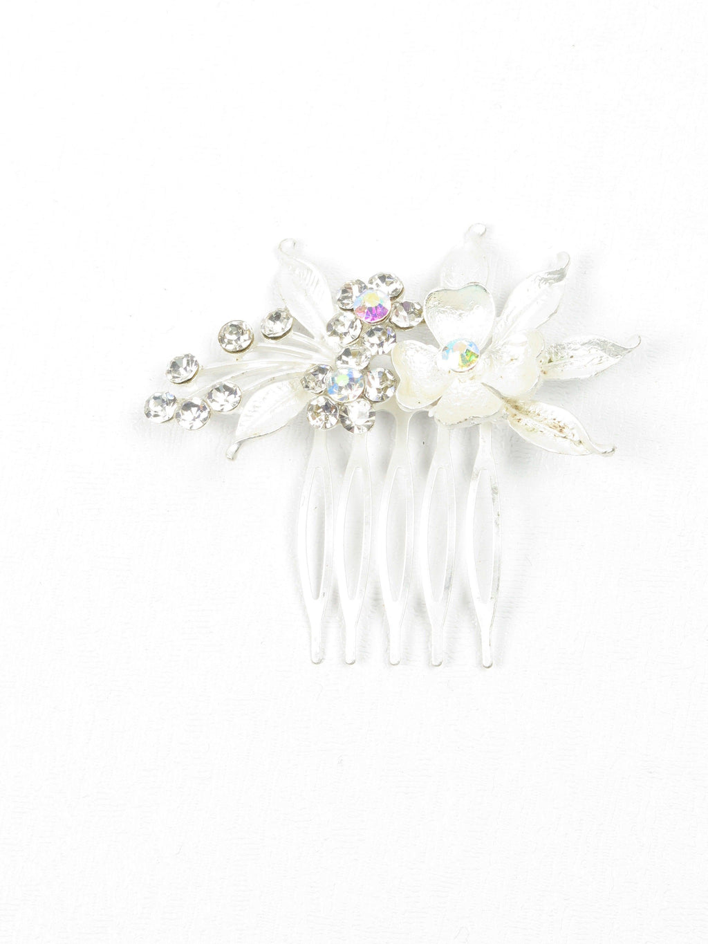 Silver & Floral Small Hair Comb - The Harlequin