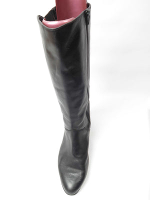 Black Leather Vintage Long Boots 8/41