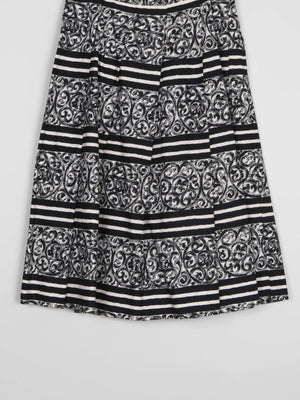1950s Black & White Printed Skirt - The Harlequin