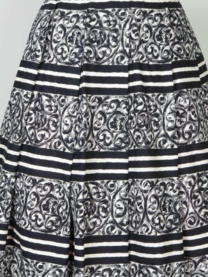 1950s Black & White Printed Skirt - The Harlequin