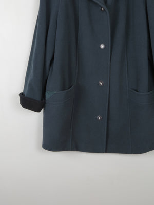 Women's Green 3/4 Length Cashmere & Wool Coat L/XL
