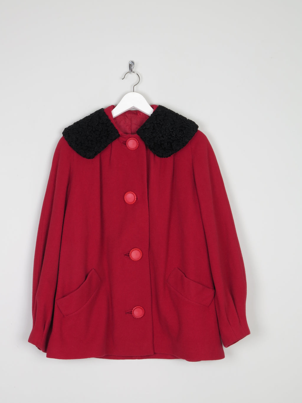 Women's 1950s Red Wool Jacket S/M/L