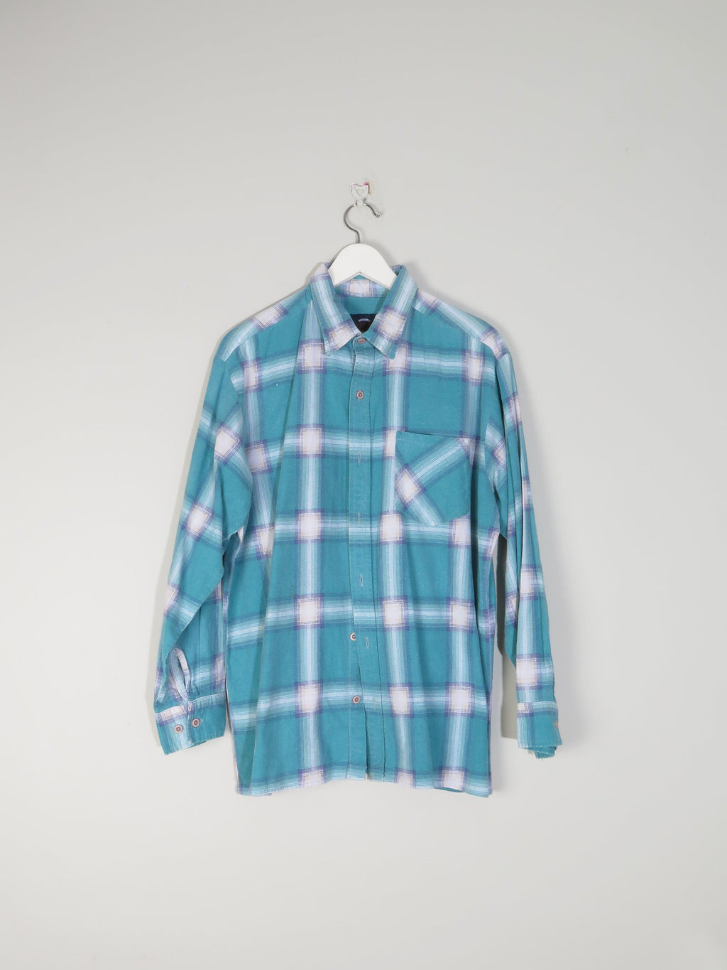 Men's Blue Vintage Flannel Shirt L - The Harlequin