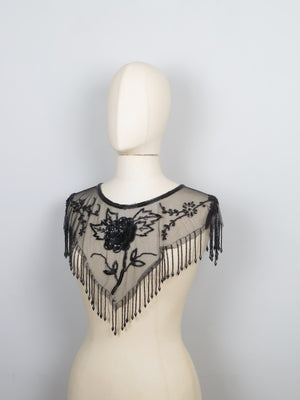 Black Beaded 1920s Style Capelet New - The Harlequin