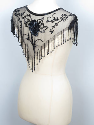Black Beaded 1920s Style Capelet New - The Harlequin