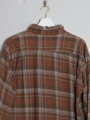 Men's Rust/Brown/Blue Heavy Quality Vintage Flannel Shirt L