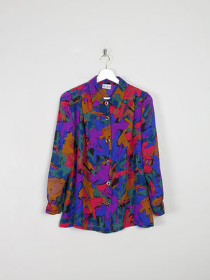 Colourful Printed  Long Sleeved Vintage  Blouse S/M