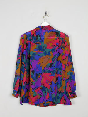 Colourful Printed  Long Sleeved Vintage  Blouse S/M