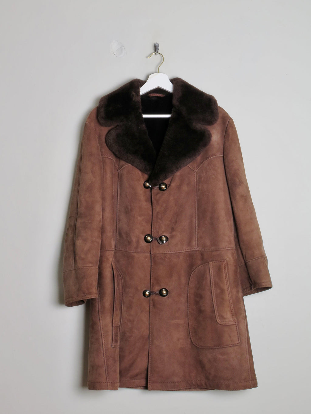 Women's Soft Vintage Sheepskin Short Coat Teddy Brown M/L