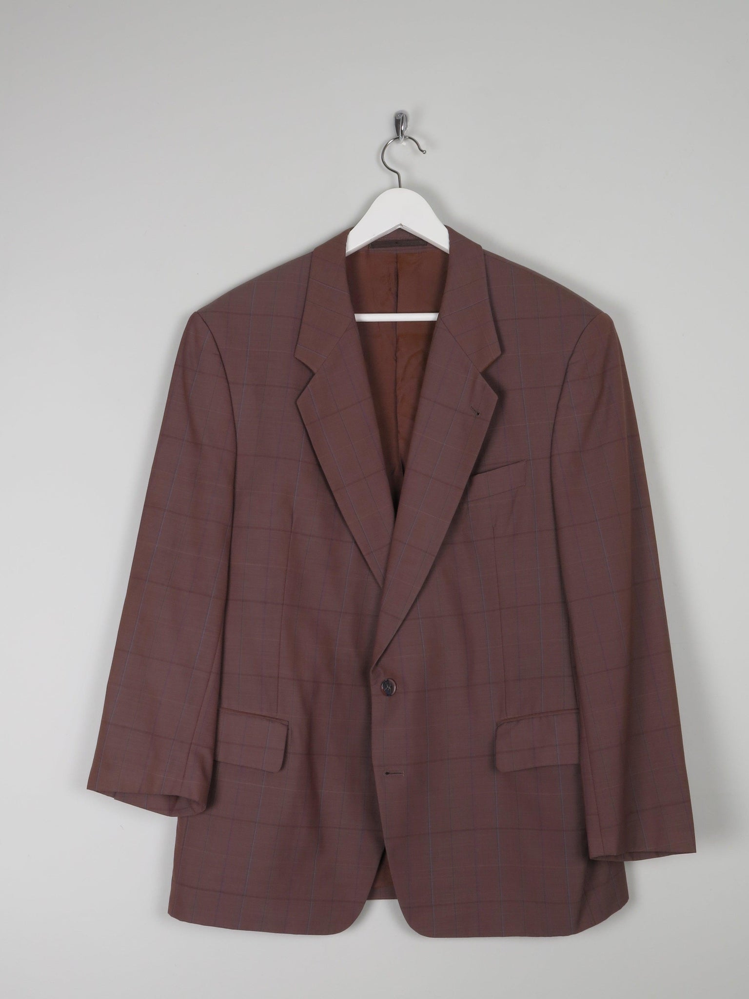 Mens Tan Brown Check Tailored Jacket 42/44 Chest sleeves 24 (s)