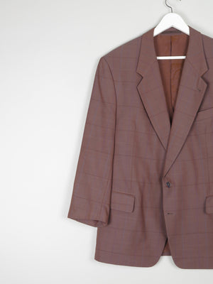 Mens Tan Brown Check Tailored Jacket 42/44 Chest sleeves 24 (s)