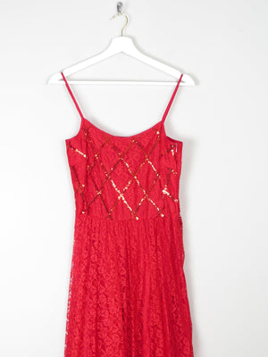 Red Lace & Sequin 1950s Style Fit & Flare Dress 6/8