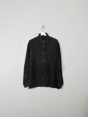 Men's Black Vintage Silk Shirt M/L