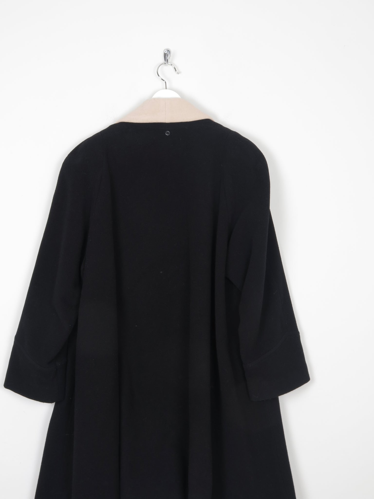 French Black & Cream Black Wool Swing Coat S-L