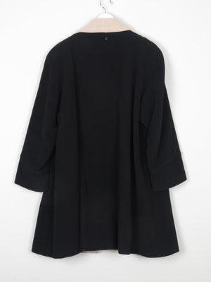 French Black & Cream Black Wool Swing Coat S-L