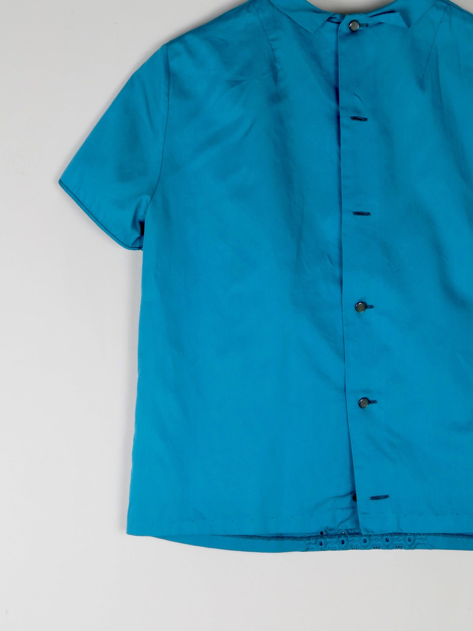 Petrol Blue 1950s Blouse S/M - The Harlequin