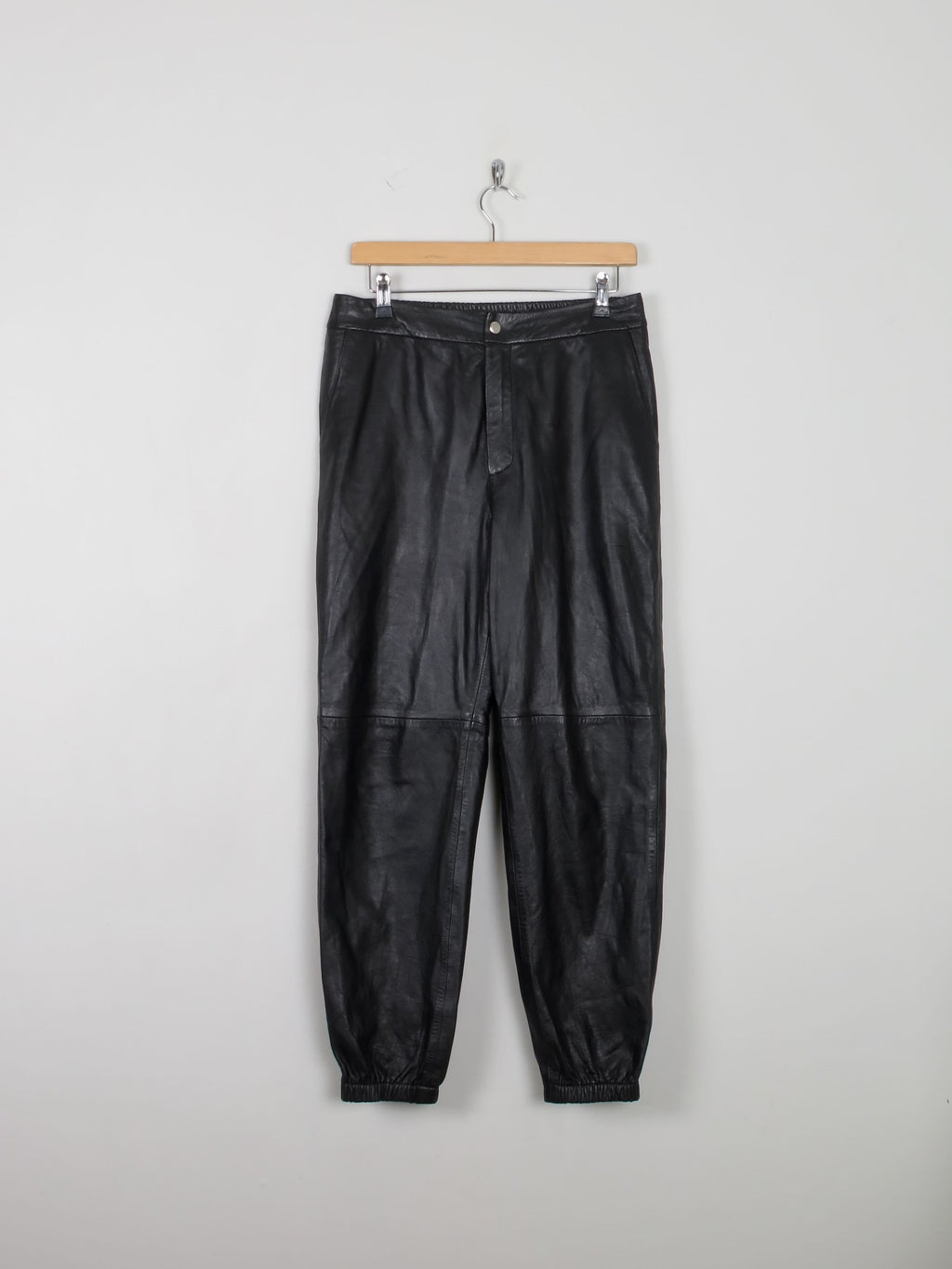 Women's Leather Jogger Trousers M /28" L