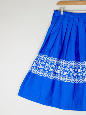 Electric Blue 1950s Circle Skirt 27/28 "
