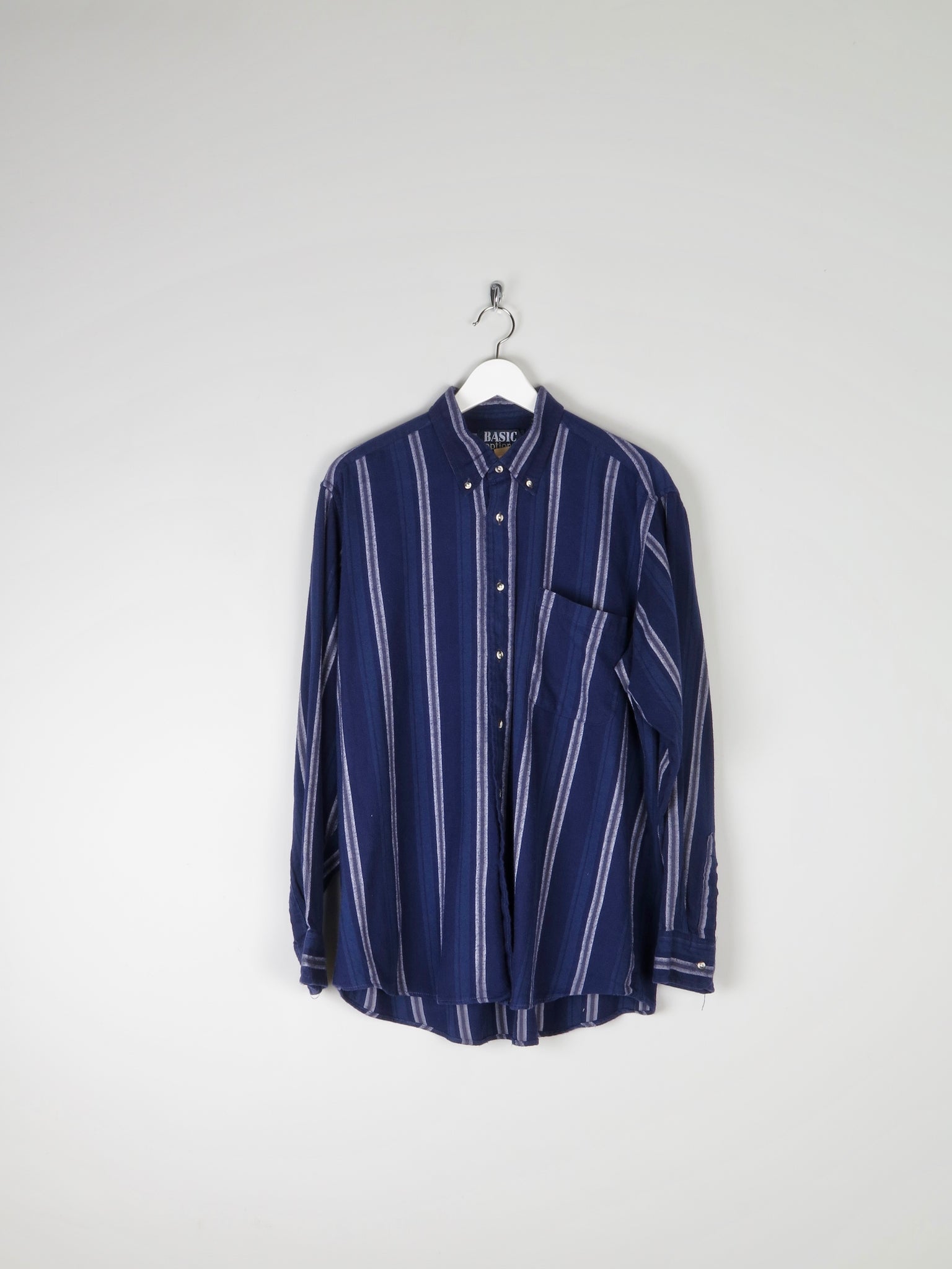 Men’s Rich Blue Striped Flannel Shirt L