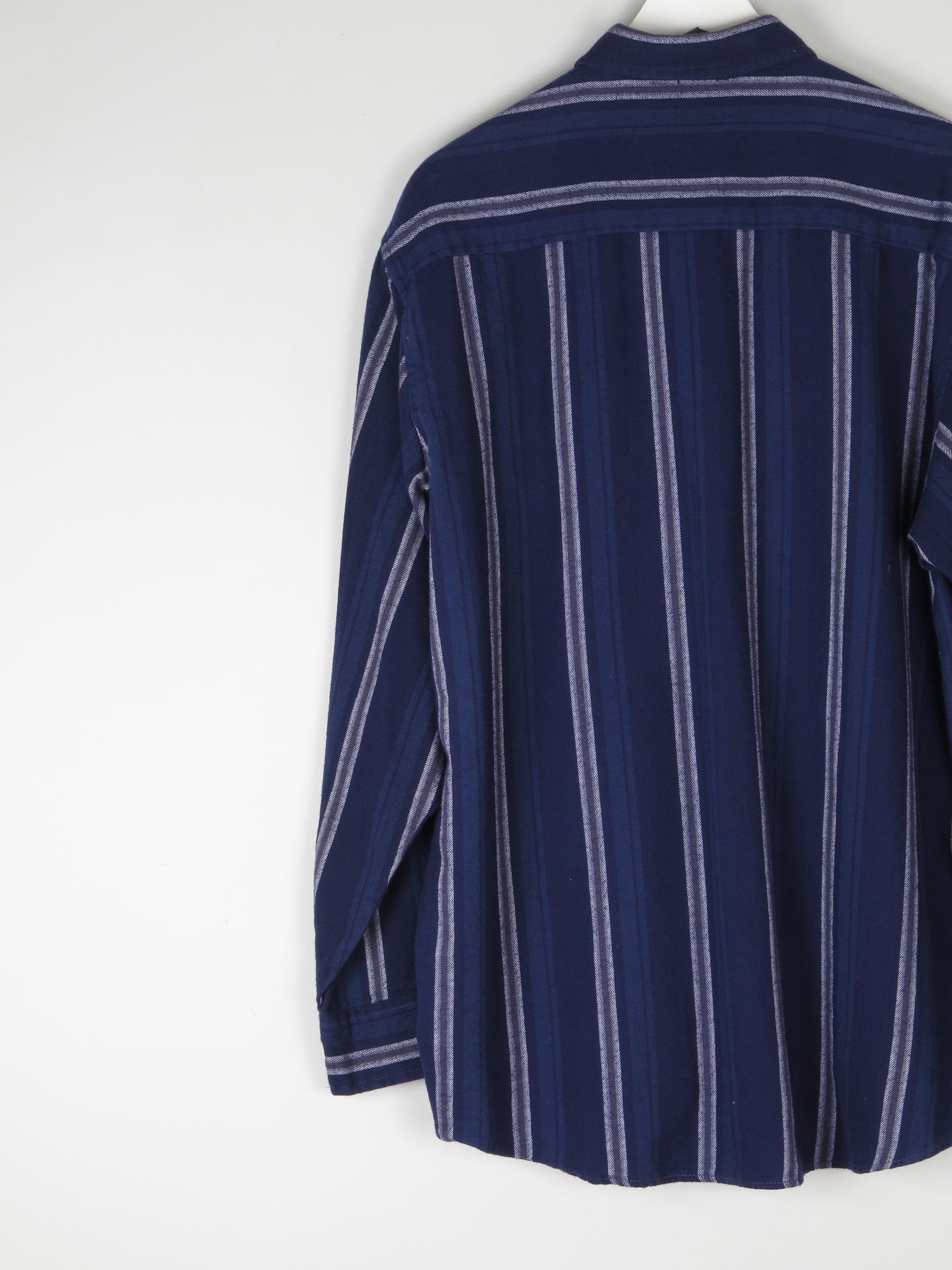 Men’s Rich Blue Striped Flannel Shirt L