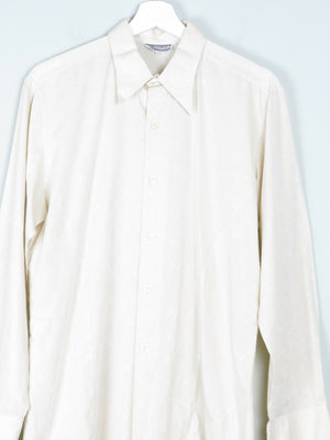 Men's Deep Cream/Buttermilk 1960s/70s Embossed Print Shirt M - The Harlequin