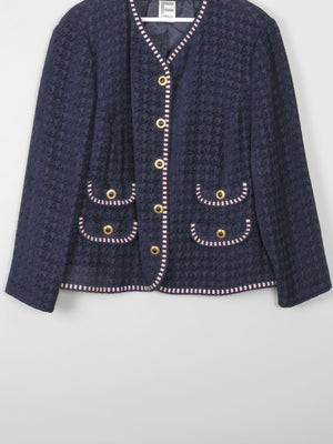 Women's Vintage Designer Style Navy Chenille Jacket L/XL - The Harlequin