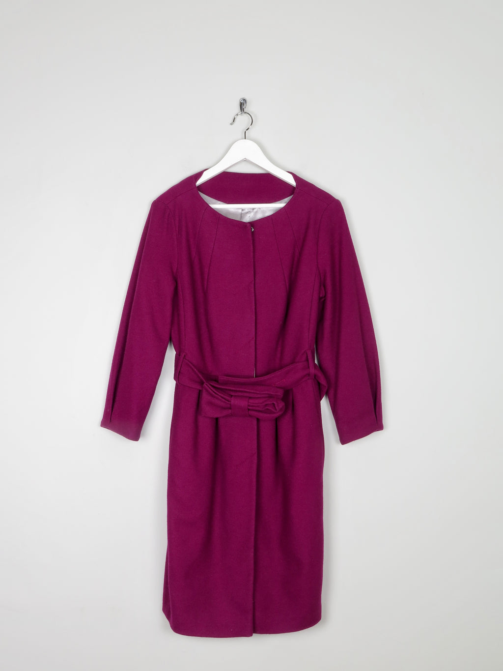 Women's Purple Wool Coat With Bow Belt 10
