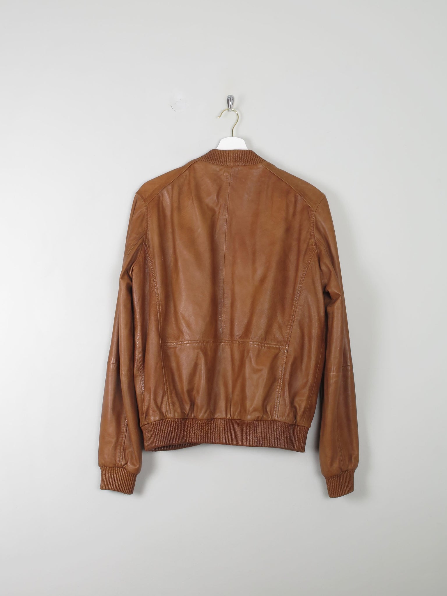 Men's Tan Vintage Napapijri Leather Jacket M