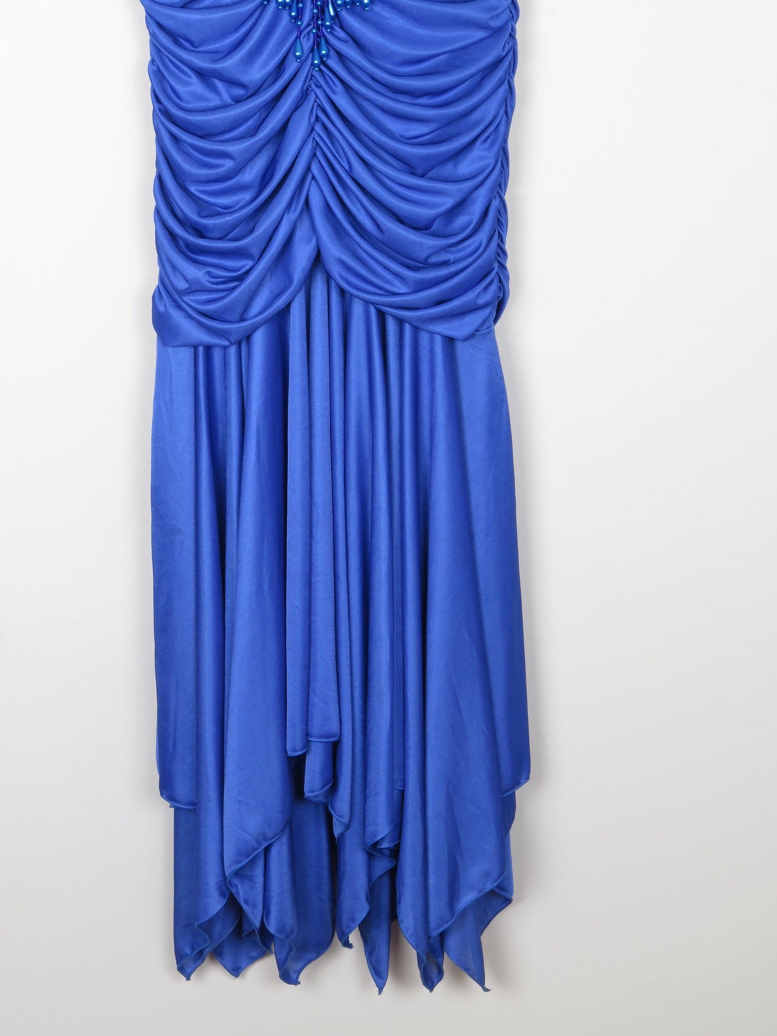 Electric Blue 1980s Draped Dress 10/12 - The Harlequin