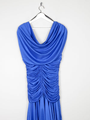 Electric Blue 1980s Draped Dress 10/12