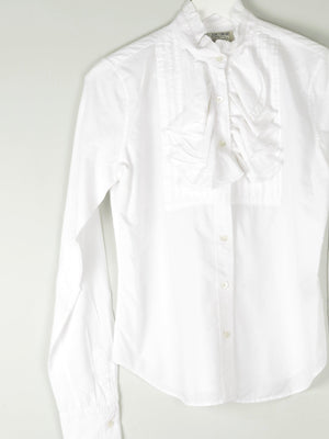 Ralph Lauen White Fitted Blouse With Ruffle S - The Harlequin