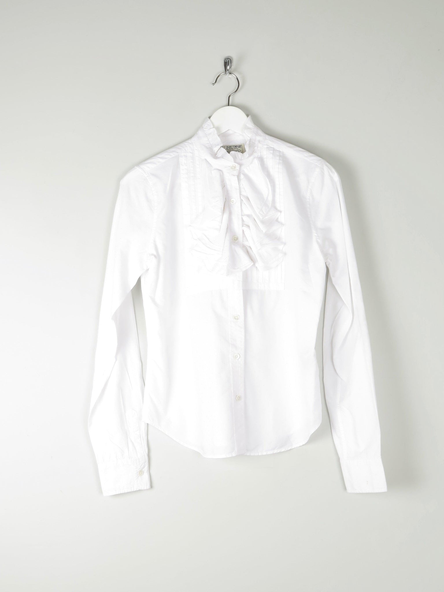 Ralph Lauen White Fitted Blouse With Ruffle S - The Harlequin
