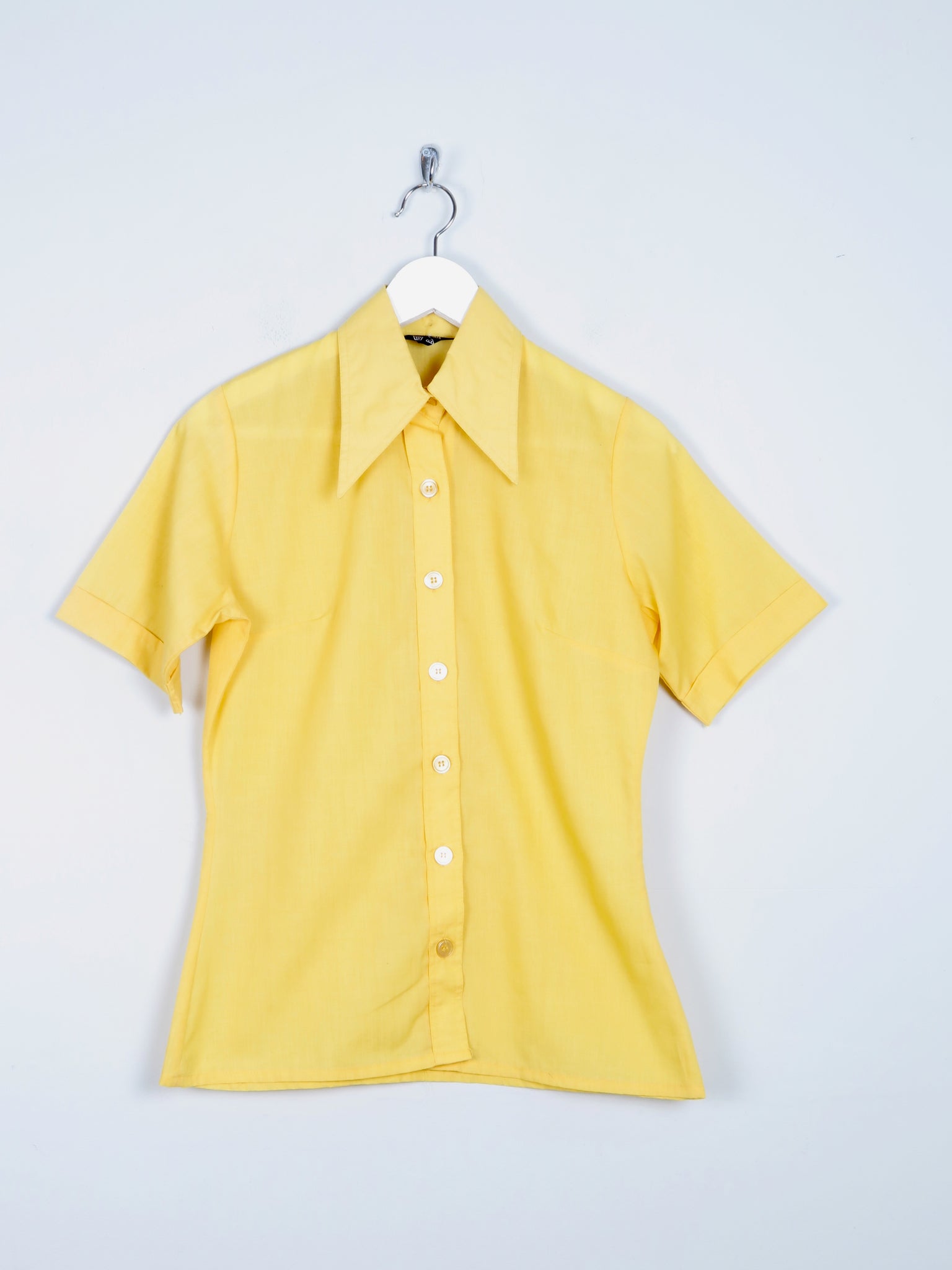 Women's Yellow Short Sleeved 1970s Blouse S