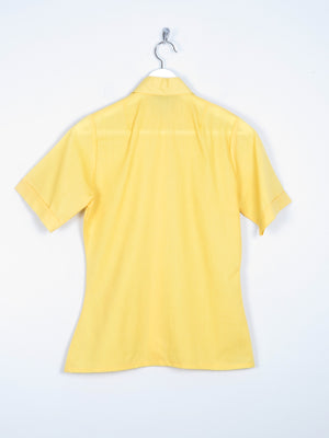 Women's Yellow Short Sleeved 1970s Blouse S