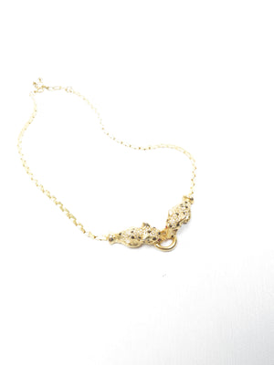 1980s Gold Coloured Leopard Heads Duo Necklace - The Harlequin
