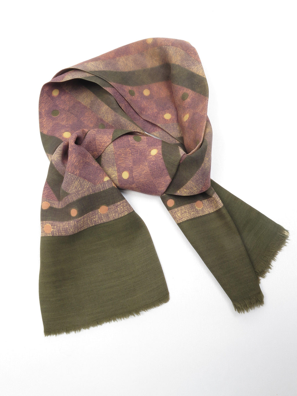 Mens Classic Vintage Green Printed Cravat Style Scarf - The Harlequin