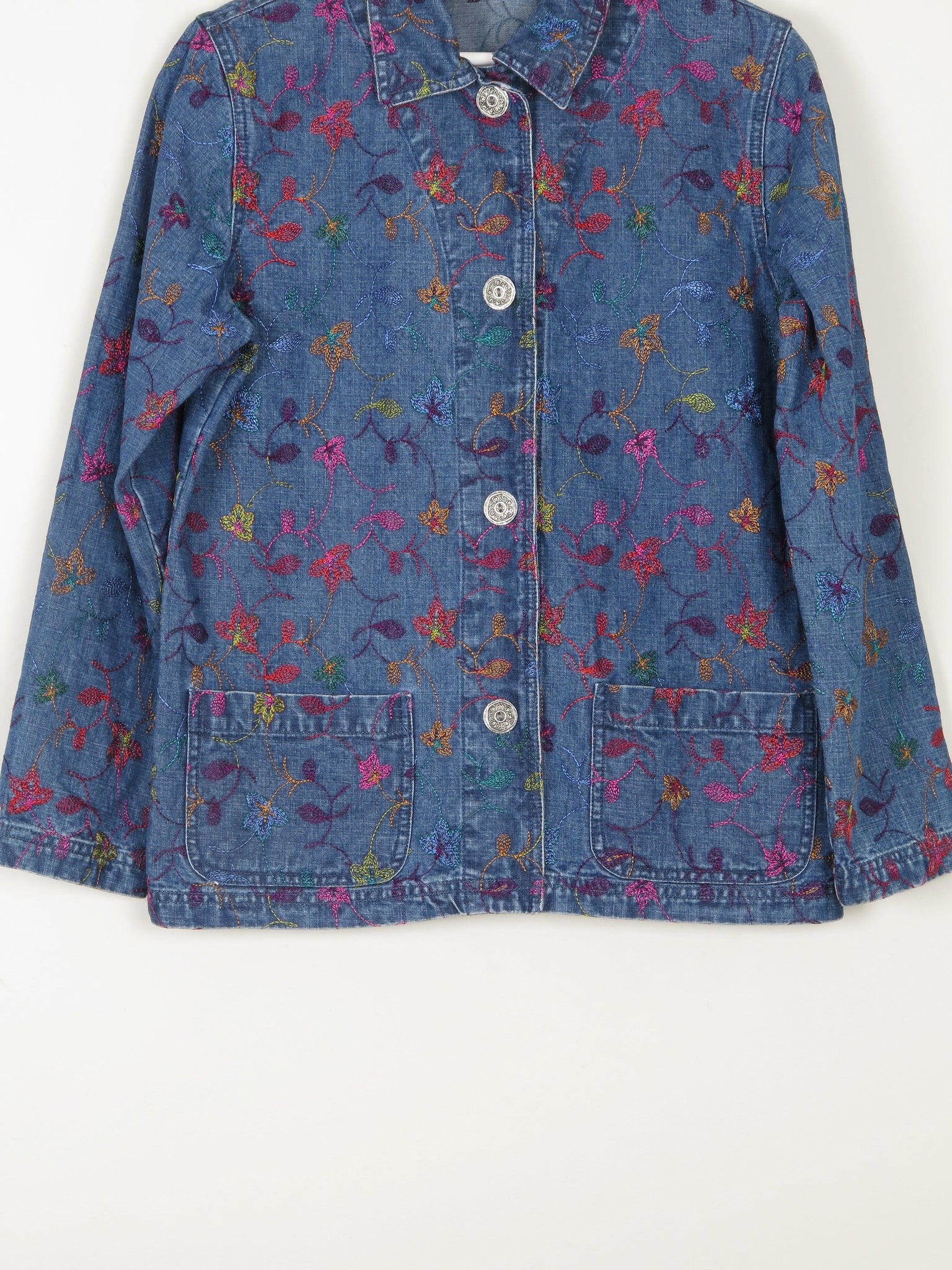 Women's Embroidered Denim Chore Style Jacket S