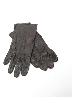 Mens Brown Vintage Leather Gloves 8 - The Harlequin