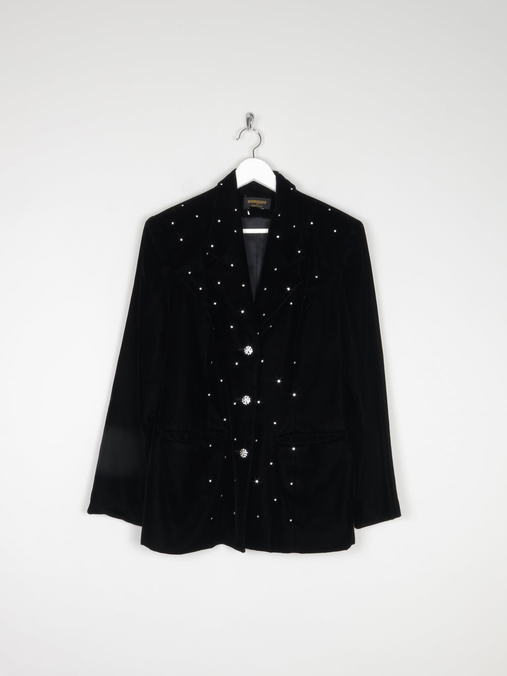 Women’s Black Velvet Vintage Jacket With Diamanté M