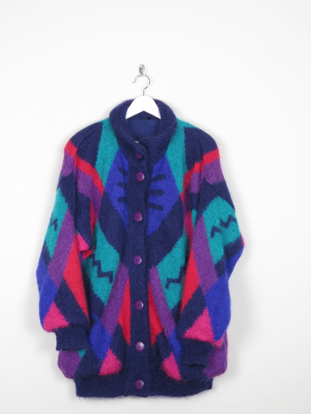 Women’s Colourful Vintage Mohair Oversized Cardigan M/L - The Harlequin