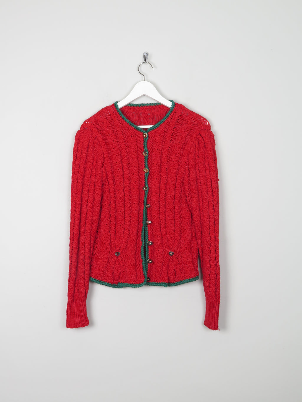 Women’s Red Vintage Austrian Fitted Cardigan 10/12
