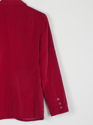 Cherry Red Velvet Vintage  Tailored Jacket XS 8