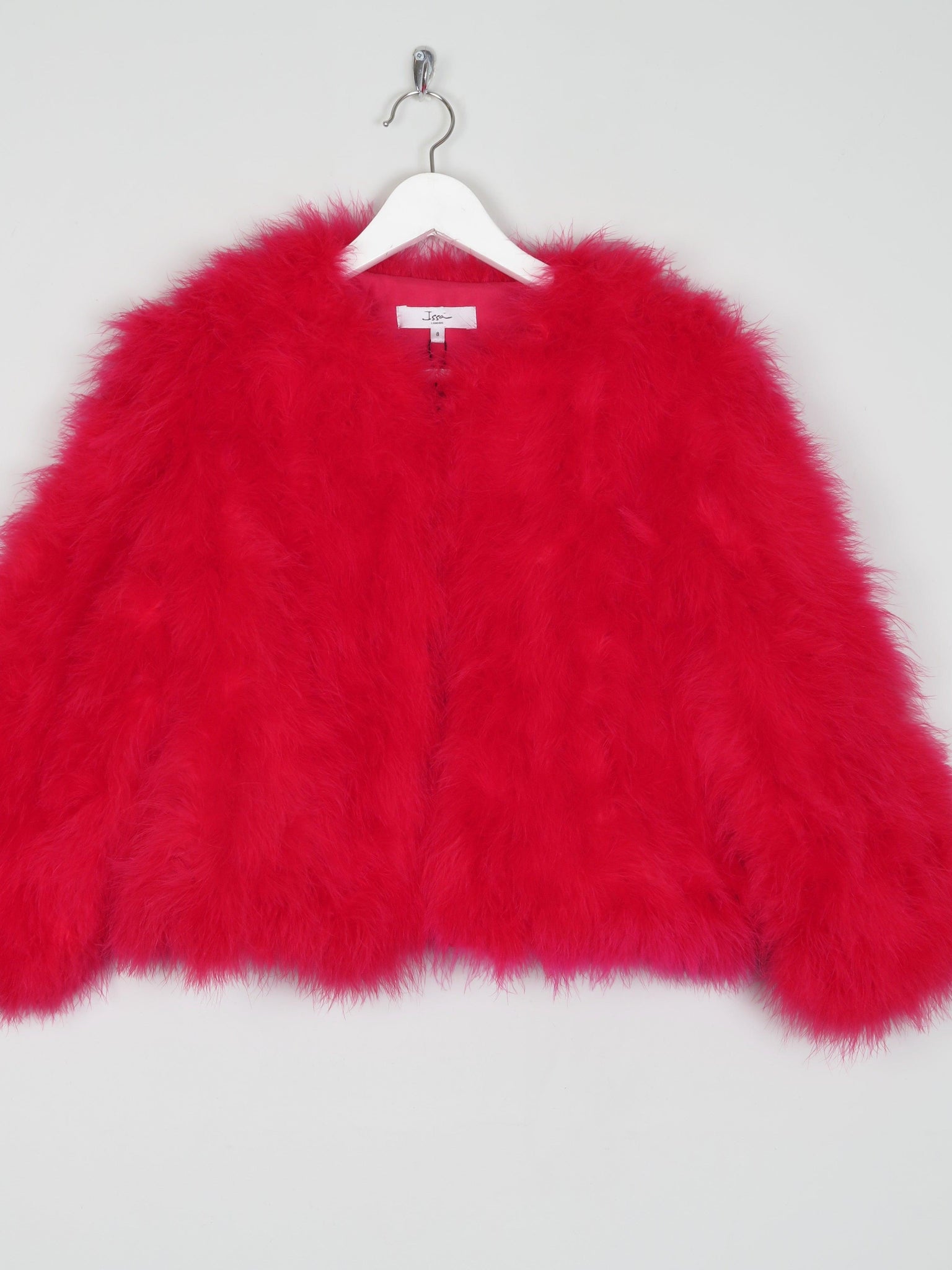 Women’s Red Marabou Feather Cropped Jacket Issa 8 - The Harlequin