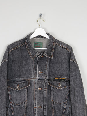 Men's Grey Vintage 80s Oversized Denim Jacket L - The Harlequin