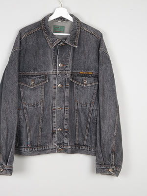 Men's Grey Vintage 80s Oversized Denim Jacket L - The Harlequin