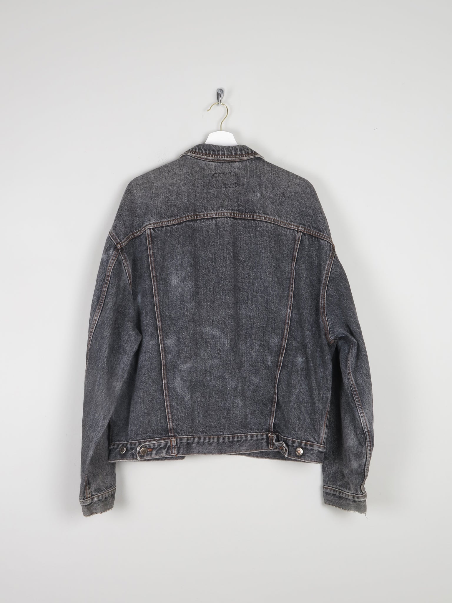 Men's Grey Vintage 80s Oversized Denim Jacket L