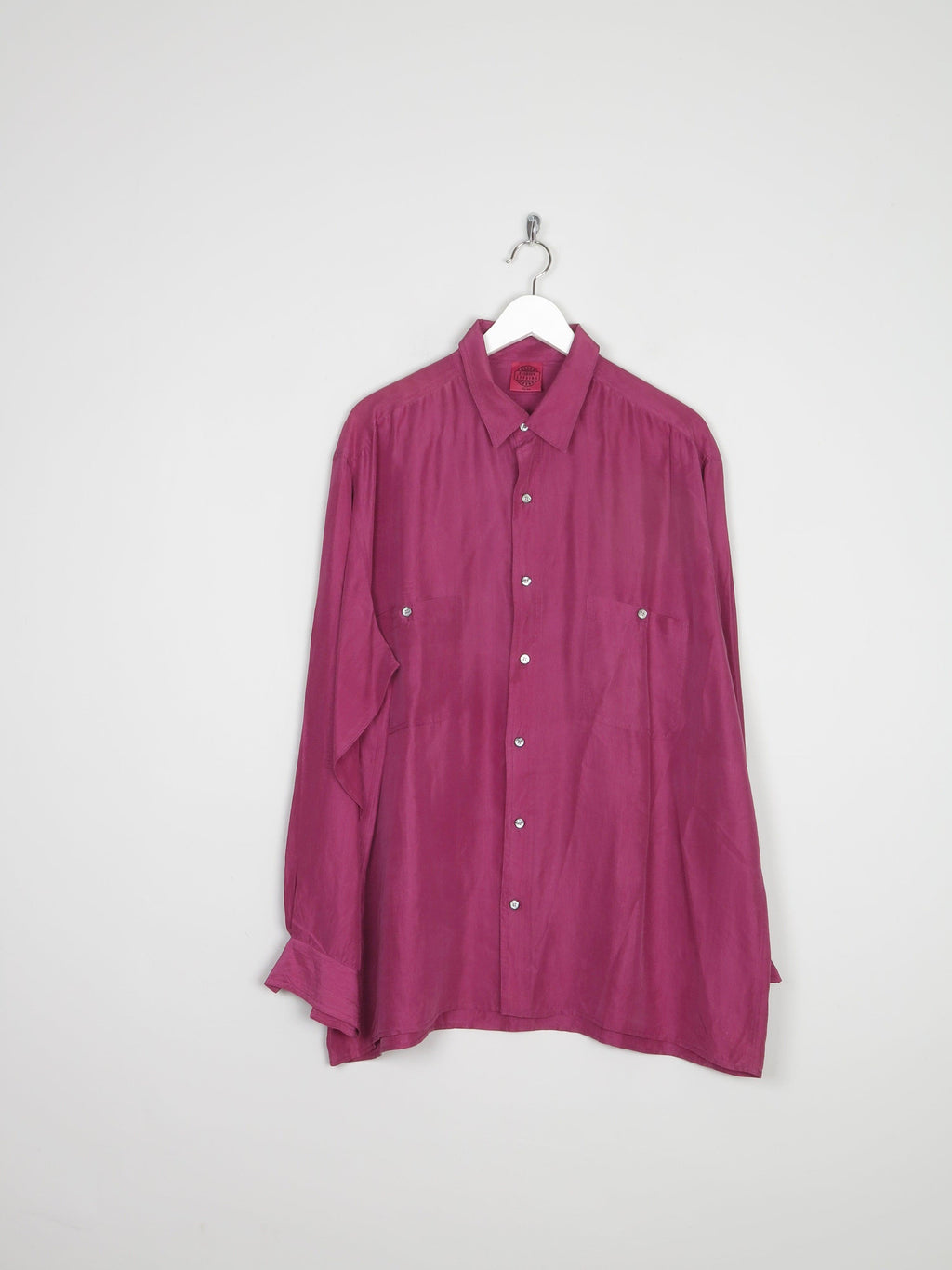 Mens Purple Silk Vintage Shirt XL