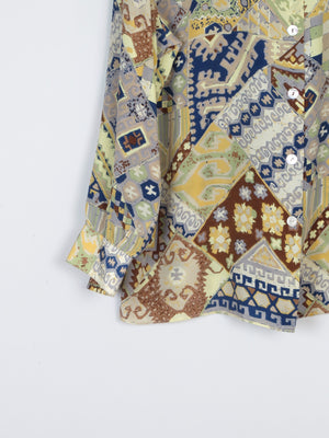 Printed Vintage Blouse With Collar L