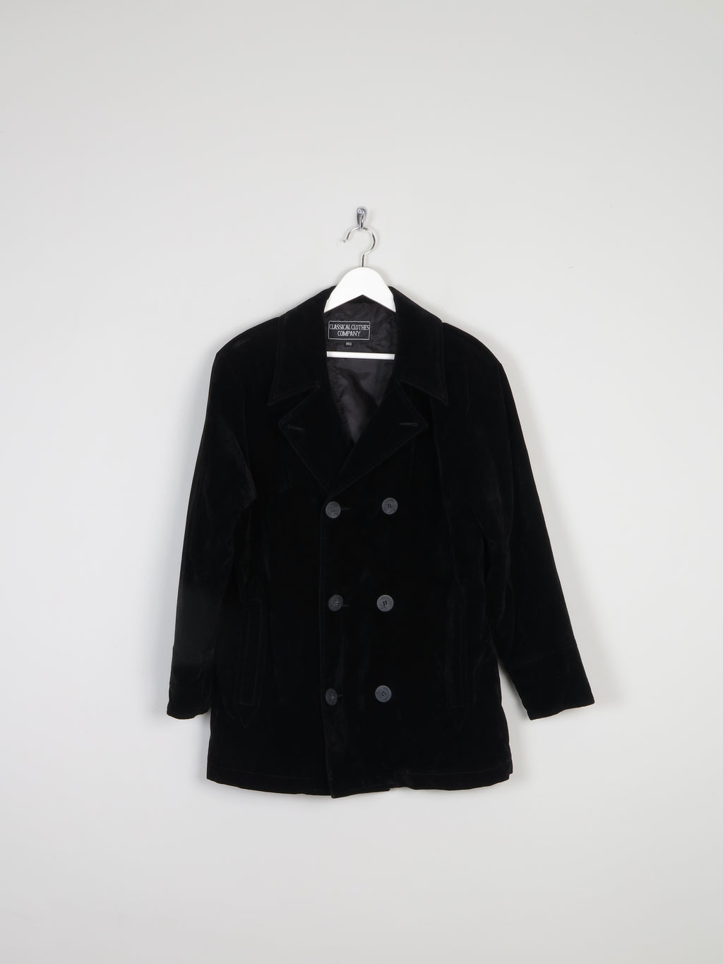 Mens Black Velvet Jacket/Pea Coat M